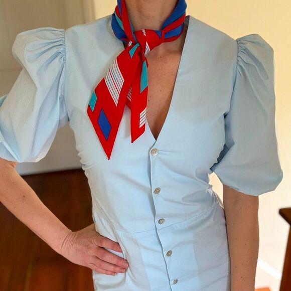 NWT Horses Atelier Puff Sleeve Button Front Dress - Picture 3 of 16